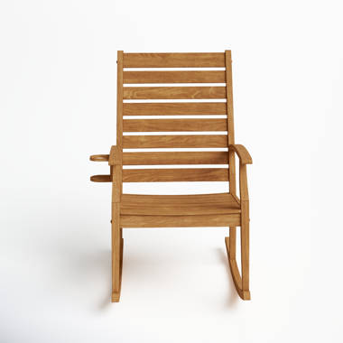 Wooden rocking chair with cup online holder